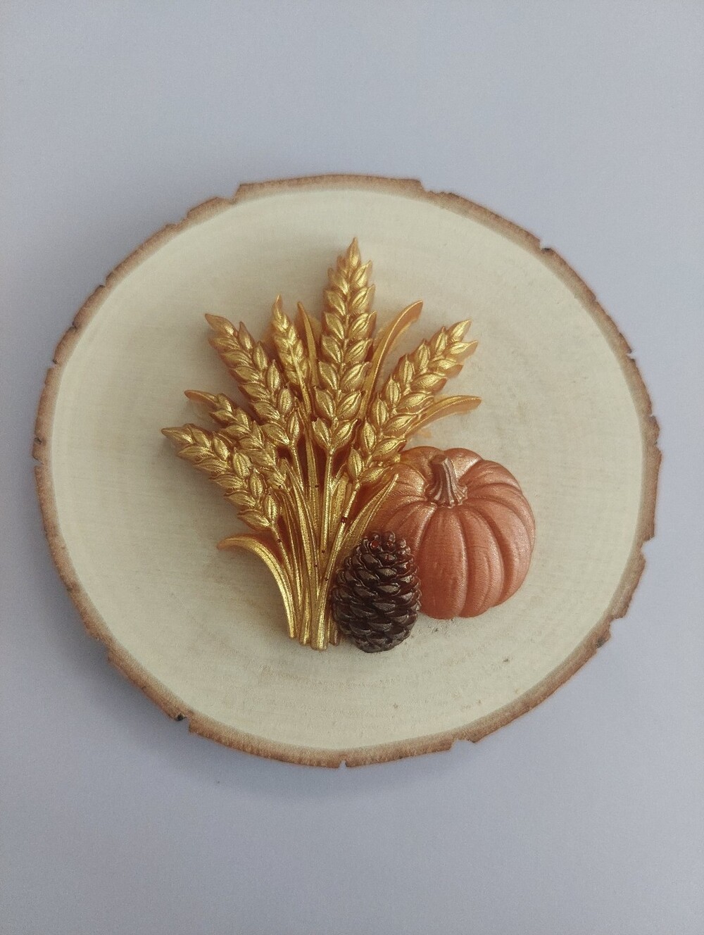 Handmade Fall Harvest Decor Pumpkin Wheat Pinecone